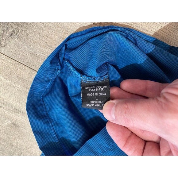 Kuhl KONQUER Plaid Short Sleeve Mens Large Button Down Blue Pocket Shirt READ - Picture 7 of 9